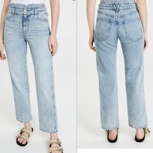 Veronica Beard Blake Straight Leg Faded Ankle Length High Rise Jeans